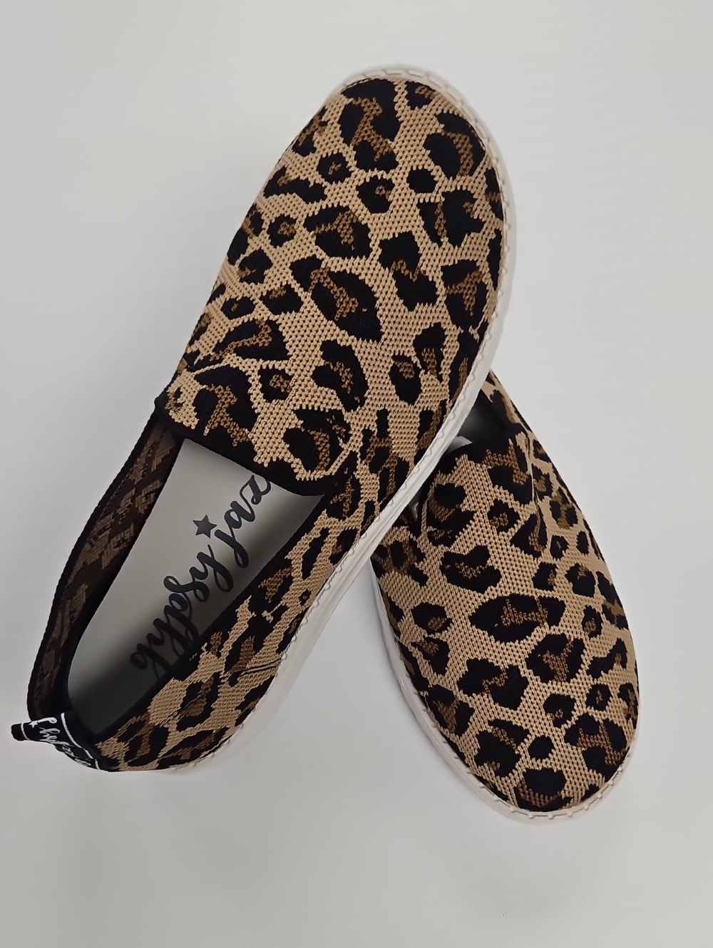 Gypsy Jazz Leopard Knit Slip-On Sneakers - Tan/Black